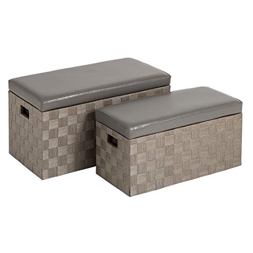 Puffs baúl Grises de Madera Modernos para Dormitorio France - LOLAhome