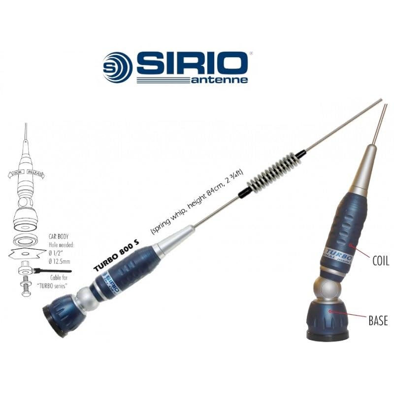 SIRIO TURBO 800 S Blue Line ANTENNA VEICOLARE - 27…28.5 MHz Tarabile