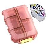 Portapillole con etichette, Portapillole da viaggio - Organizzatore di pillole giornaliere con 10 scomparti Organizzatore di pillole giornaliere - per da viaggio compatta con scatola per medic immagine