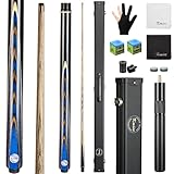 Kmise 57' 3/4 Jointed Snooker Billiard Pool Cue Handcrafted 9.5MM Tip Ash Wood Cue 20oz with Telescopic Aluminium Extension & Billiard Cue Case | Chalk Accessories Snooker Cue Set Blue