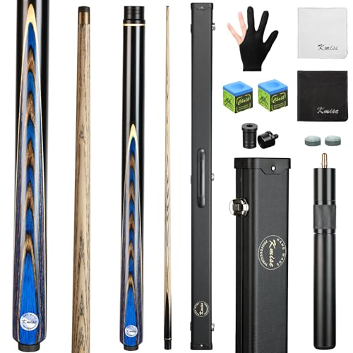 Kmise 57" 3/4 Jointed Snooker Billiard Pool Cue Handcrafted 9.5MM Tip Ash Wood Cue 19oz with Telescopic Aluminium Extension & Billiard Cue Case | Chalk Accessories Snooker Cue Set by Kmise - Used condition - US$72.09