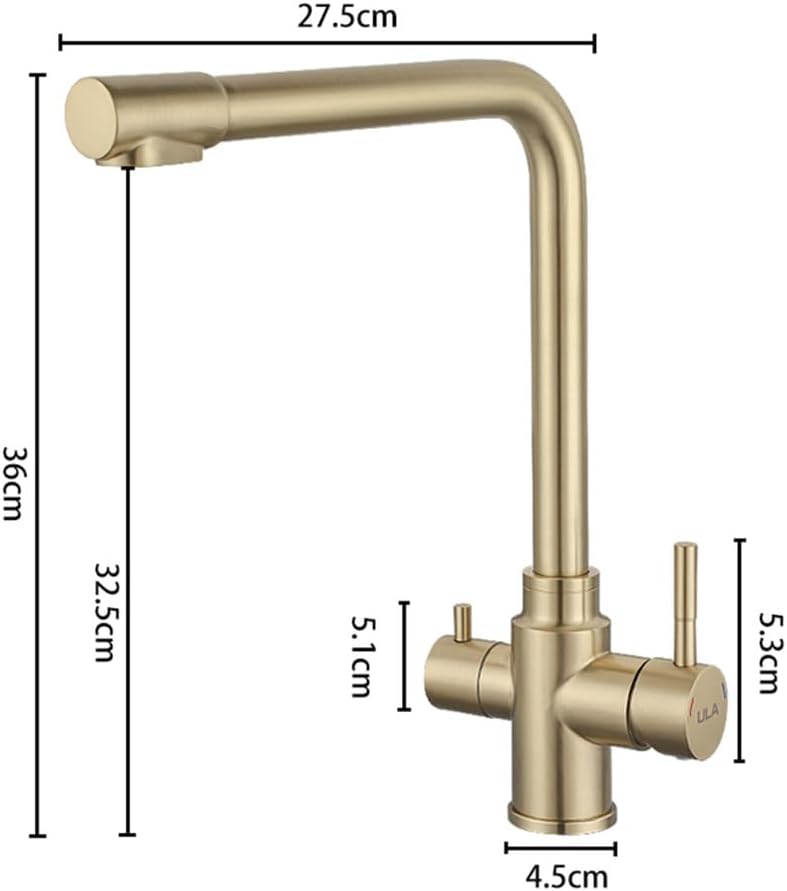 ZXDTVFGN フィルターキッチン蛇口 360度回転、温水&冷水ミキサー