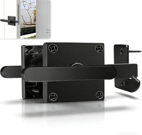 Heavy Duty Matte Finish Gate Latch,Aluminum Double Side Swinging Door Hardware Latches, Fit for Outdoor Gates,Farmhouse,Farm,Garden,Shed Barn,Courtyard,Cottages,Black