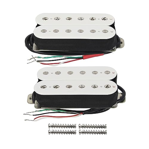 FLEOR Alnico 2 Humbucker Pickup HBA2 Electric Guitar Humbucker Neck and Bridge Pickup Set, White, N+B Set