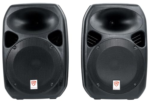 Image of Rockville RPG122K Dual 12 inch Powered PA Speaker Package, Mic, Stands, Cables