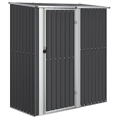 vidaXL Cobertizo Jardín Cabaña Troncos Armario Herramientas Almacenamiento Exterior Patio Aire Libre Acero Galvanizado Antracita 180,5x97x209,5 cm