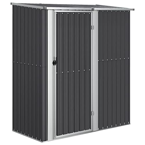 vidaXL Cobertizo Jardín Cabaña Troncos Armario Herramientas Almacenamiento Exterior Patio Aire Libre Acero Galvanizado Antracita 180,5x97x209,5 cm