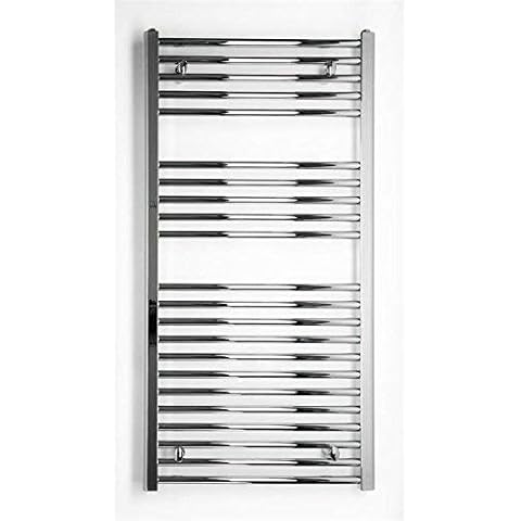 Badheizkörper chrom gerade 1175h x 500b Mittelanschluss Cover