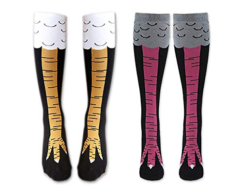 DS.DISTINCTIVE STYLE Women Chicken Leg Knee High Cotton Socks Size M Yellow and Pink