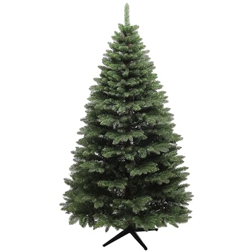 HOMCOM Albero di Natale 180 cm Artificiale con 1050 Rami Ignifughi, Albero di Natale Realistico Folto Pino Design a Cerniera con Base Pieghevole in Acciaio per Casa Interni, Verde