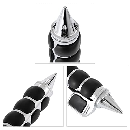 INNOGLOW Motorcycle 1" Hand Grips Universal Non-Slip Handgrips Handlebar Grips Spike Chrome Black Aluminum Rubber fits for Most Motorcycles Cruisers Motor Bikes Choppers
