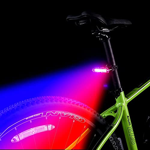 Image of Fastped Bicycle USB Rechargeable Tail Light Police Light Type 3 Colors (Red,Blue,White) Rear Light with Changing Colors, Waterproof Cycling Lights Wide-Angle Visibility - Suitable for Cycling