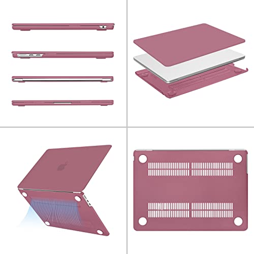 MOSISO Compatible with MacBook Air 13 inch Case M5 2026 M4 2025 M3 M2 2024-2022 A3449 A3240 A3113 A2681, Hard Shell&Keyboard Cover&Screen Film&Pouch for MacBook Air 13.6 inch Case, Dusty Rose by MOSISO - Image 4
