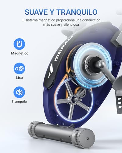 Miniatura 6 de Merach Bicicleta Estática Plegable Para Hogar - Bicicleta Estática Magnética 4 En 1 Con Resistencia De 16 Niveles, Aplicación Exclusiva, Capacidad De 136 Kg Y Cojín De Asiento Grande Y Cómodo