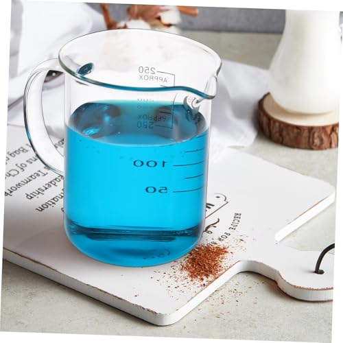 Vaso de cristal de laboratorio con asa, boquilla cónica para verter fácilmente, alta transparencia para una observación clara, ideal para medición científica de líquidos
