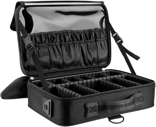 Fotya Grande Capacidade Maleta de Maquiagem, Bolsa de Viagem Portátil Maquiagem Kit, Estojo de Maquiagem Grande com Divisórias Ajustáveis e Alça de Ombro