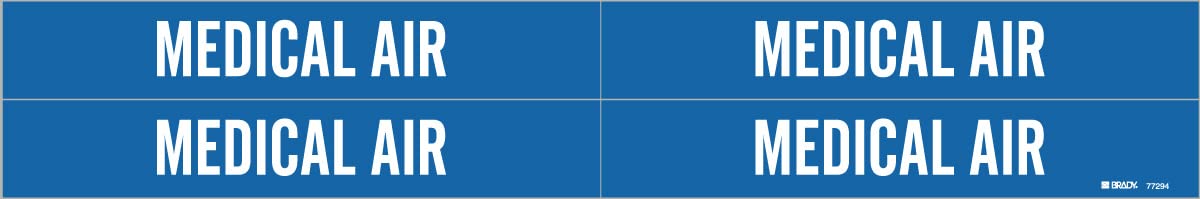 Brady 7183-4-PK, Medical AIR Pipe Marker White on Blue 4 per Card, 5 PK, Legend 'Medical AIR'
