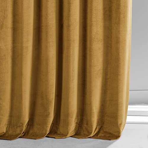 Image of HPD Half Price Drapes Blackout Solid Thermal Insulated Window Curtain 50 X 96 Signature Plush Velvet Curtains for Bedroom & Living Room (1 Panel), VPYC-SBO190159-96, Apple Cider Gold
