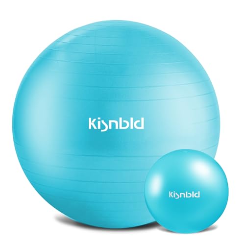 kisnbldバランスボール 極厚ヨガ ボール55cm 65cm 75cm ワークアウト 妊娠中の安定性 フィットネスボール同色系の23cmピラティスボールと空気入れ付き - 高耐久エクササイズボール オフィス ホーム ジム用の商品画像（Amazon）