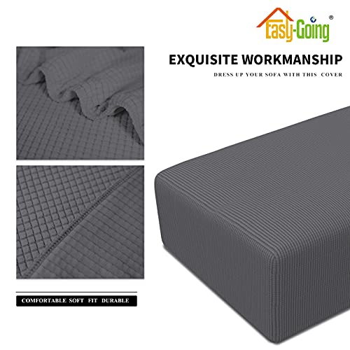 Easy-Going Stretch Ottoman Cover Folding Storage Stool Furniture Protector Soft Rectangle Slipcover with Elastic Bottom (Ottoman XX-Large, Grey) by Easy-Going - Image 4