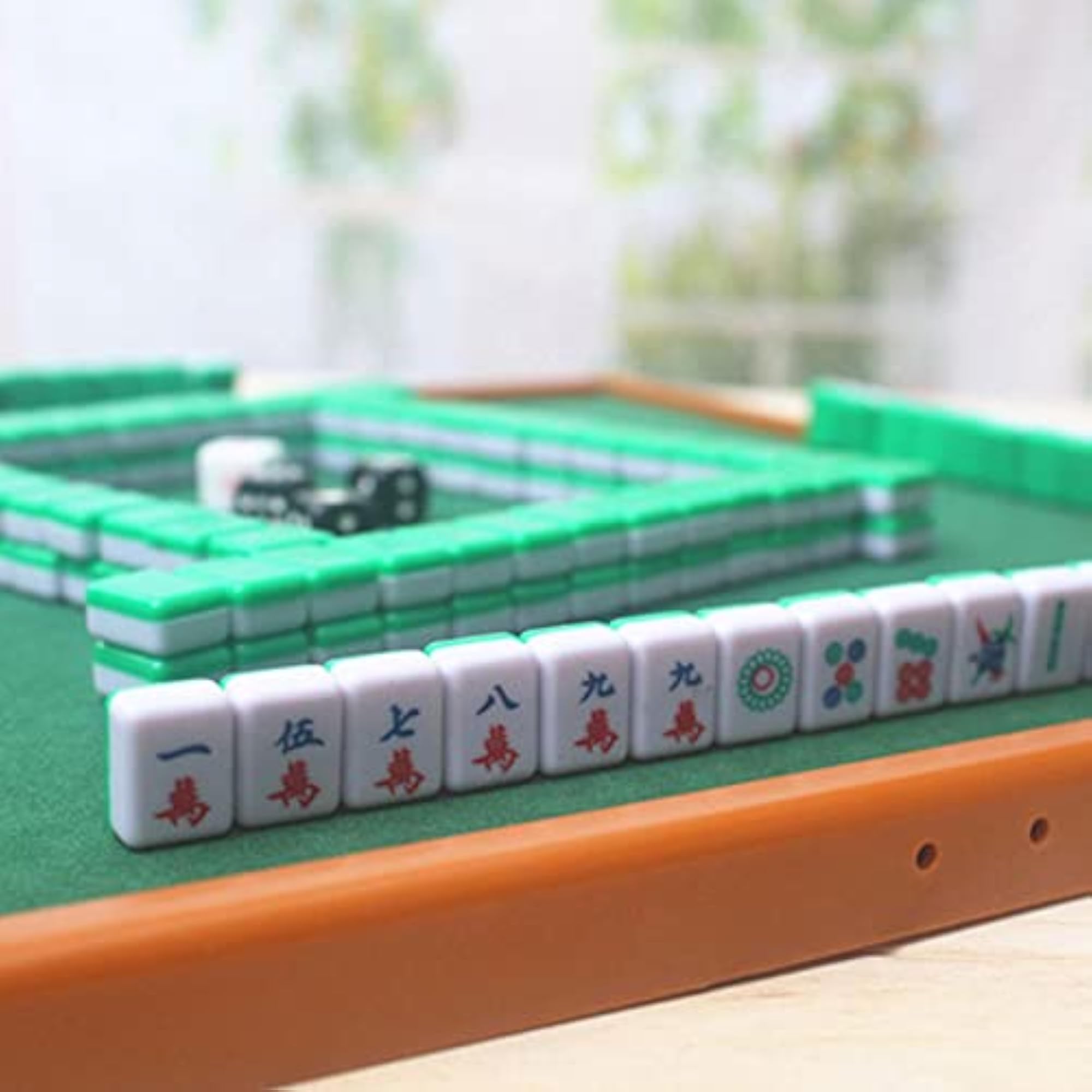 Mini Mah Jong Game Set with Foldable Table for Parties