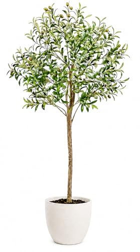edihome, Planta Artificial Grande, Olivo 150 cm – Decorativas, Árbol, Decoración Hogar, para Interior, Oficina, Hoteles, Eventos, Planta Artificial Realista con Detalles Mediterráneos (Olivo, 150)