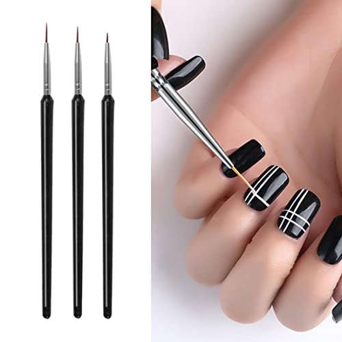 Zeayebsr 3 Stück Nageldesign Pinselset, Profi Nagel Pinsel Dünn, Feine Pinsel Nail Art Pinsel Set Nagellack Stifte… – Bild 4