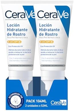 CeraVe, Loción Hidratante de Rostro SPF 30 2x 52 ml, Para Piel No...