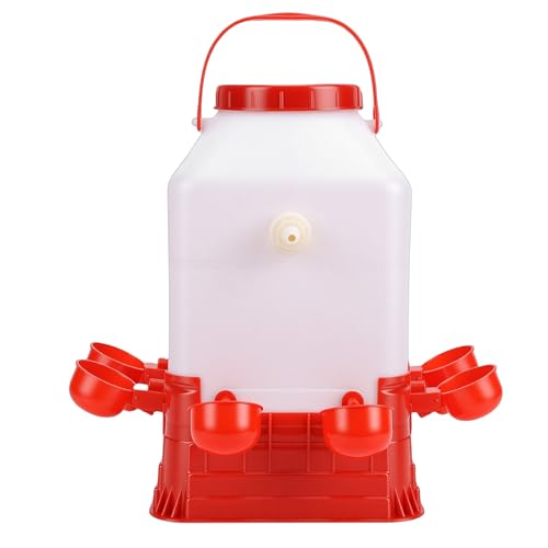 Oreilet Automatic Chicken Waterer, 10L Large Capacity Multifunctional Chicken Coop Water Dispenser with Float Valve, 4 Bowls Large Waterer for Duck Quail