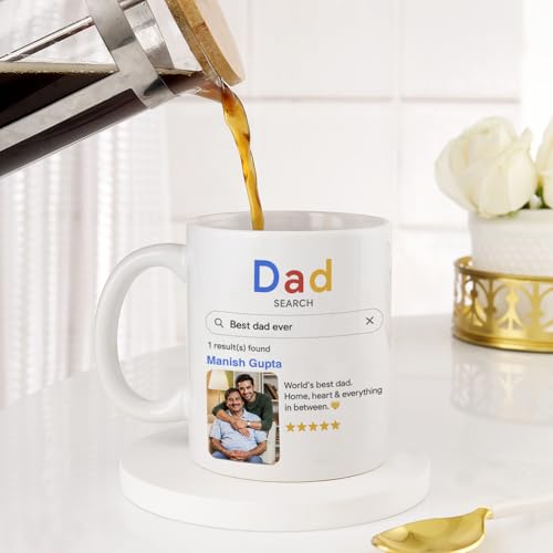 Image of IGP Personalized Dad Ceramic Mug | Same Day Delivery | Custom Photo & Name | Search Engine Theme Design | Tea & Coffee Cup | High Gloss Finish | Father's Day Present for Dad