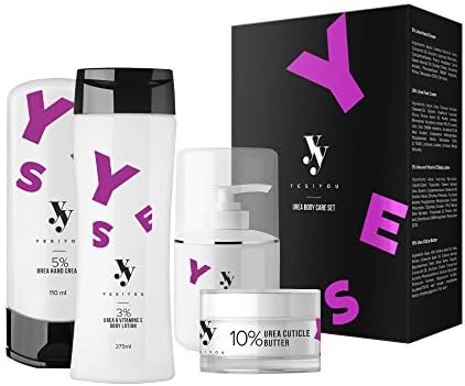 Yes!You Urea Body Care Set, Includes Hand Cream, Foot Cream, Body Lotion and Cuticle Butter,4 Count (Pack of 1)