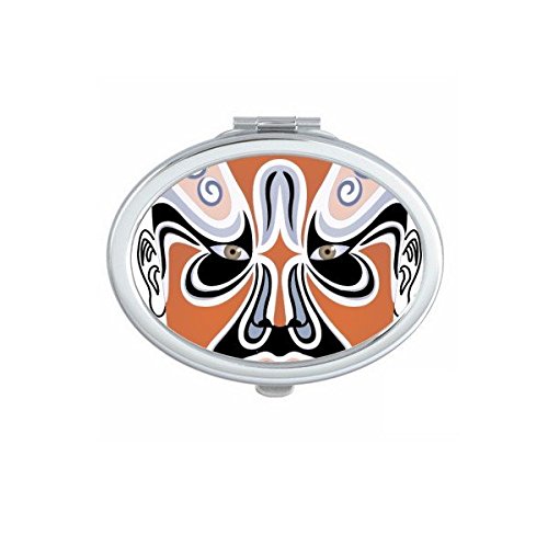 Masque de l'Opéra de Pékin sur miroir ovale - Un accessoire d'art traditionnel raffiné et durable