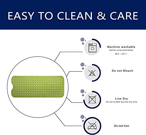 Image of pepplo Bath Tub Mat, 40 x 16 Inches Non-Slip Shower Mats with Suction Cups and Drain Holes, Bathtub Mats Bathroom Mats Machine Washable (Grey)