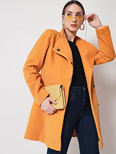 Image of Beatnik Wool Solid Shawl Collar Mustard Women Full Sleeve Blazers