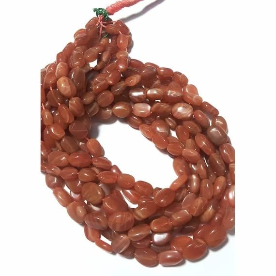 Pierre de lune orange perles en vrac 7x10mm gemmes ovales pour création de bijoux DIY