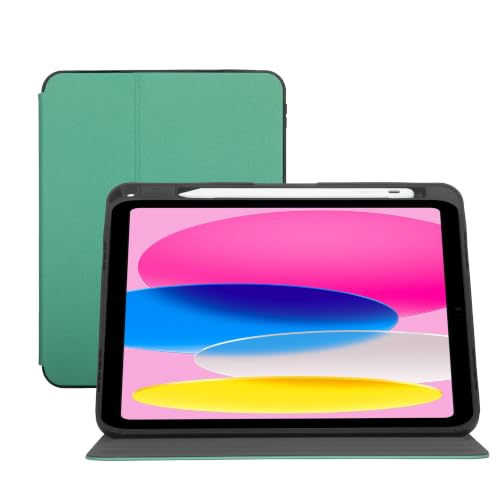 Targus Click-in Rotating Case for iPad A16 11-Inch & iPad 10th Gen 10.9-Inch, Military Grade Protective Folio Case with 360 Rotation, Stand, Apple Pencil Holder & Elastic Closure, Green - THZ96505US