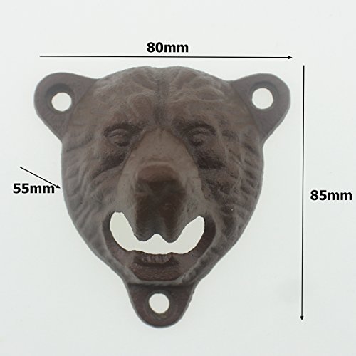 Luwanburg Rustic Bear Head Cast Iron Bottle Opener Wall Mounted Grizzly Teeth For Home Decor Gift (Vinage) #TOP2