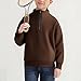 Boys' Quarter Zip Sweatshirt Kids Long Sleeve Pullover Tops Tween Boys Fall Fashion School Preppy Solid Cute Clothes Coffee