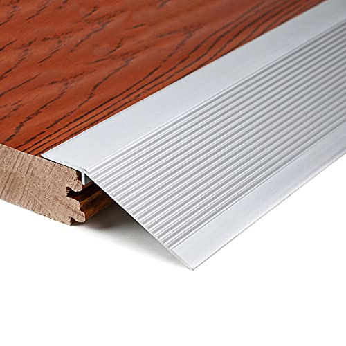 PALHERU Barre De Seuil, Aluminium Anodisé Revêtements Sol/Porche vers Porte Seuil D'adaptation, Intérieur Et Extérieur 1-5Cm Profilé De Transition, Facile À Installer,Silver White,Length 100cm Cover