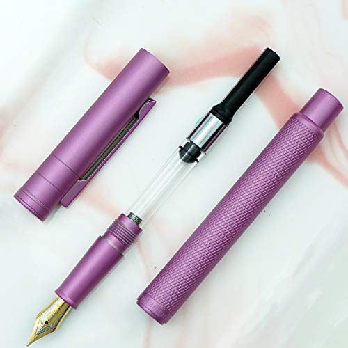 Image of Asvine Pink Forest Fountain Pen Fine Nib, Classic Design with Converter and Metal Pen Case, The Light of Hope Serise