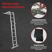 siwitec Mehrzweckleiter 4 x 3 Stufen, Leiter mit 2 Gerüstplatten, Sprossenleiter bis 150 kg, Stehleiter, Aluleiter, Haushaltsleiter, 12 Stufen, TÜV/GS Zertifiziert – Ansicht 6