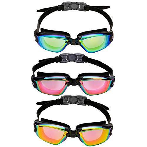Sloosh Swim Goggles (3 Packs), Swimming Goggles For Adult Men Women Teens Youth (Aqua, Rose, Orange) #TOP2