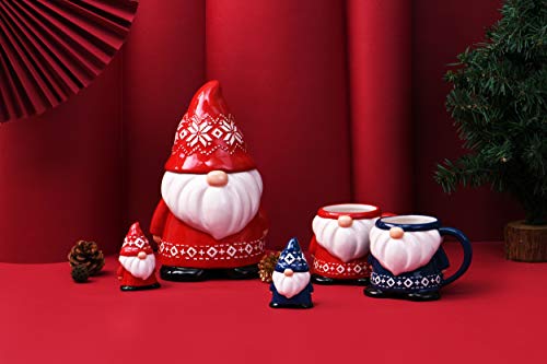 Bico Red Christmas Gnome 11 inch Air Tight Cookie Jar with Salt and Pepper Set, Handpainted, Dishwasher Safe - Thumbnail 5