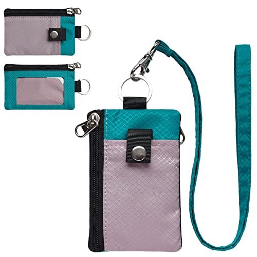 Image of CHENSPRX Minimalist RFID Blocking Small Wallet with ID Window,WaterResistant Zip Id Case Wallet with Lanyard Keychain for Cards,Cash,Travel,Women,Men