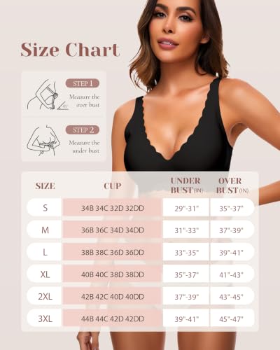 Image of Deep V Petal Bras for Women No Underwire Soft Wireless Bras Comfort Seamless Bralettes with Extender