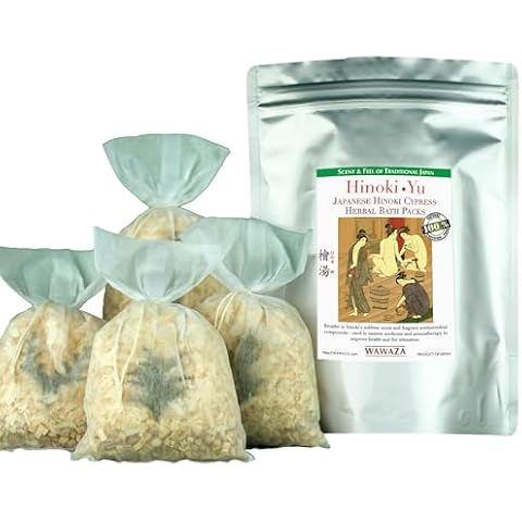 Authentic Japanese Hinoki Cypress Herbal Bath Packs, Set of 4, 60g Cover