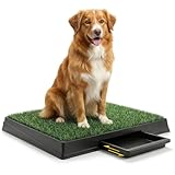 DUMOS Dog Grass Pad with Tray, 25' x 20' Grass Pad for Dogs Potty, Reusable Artificial Grass Pee Pad for Indoor & Outdoor Use, Easy Clean with Drainage Holes, for Puppy Potty Training