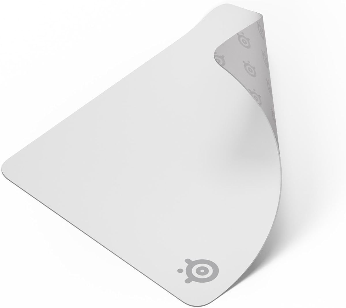QcK Large Gaming Mousepad - White - Non-Slip Silicone Rubber Base - Peak Tracking and Stability - Optimized for Gaming Sensors - 450 mm x 400 mm - FPS, MOBAs, RTS, MMO