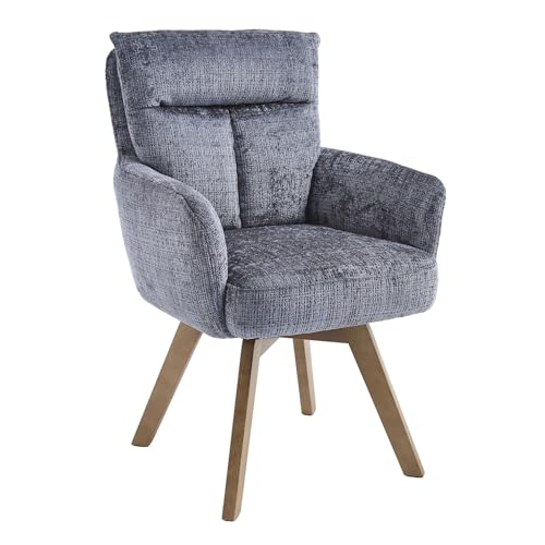 Riess Ambiente Drehbarer Stuhl Big George - grau - Chenille mit Armlehnen Buchenholz Natur Esszimmerstuhl Retro Design Riess Ambiente Drehbarer Stuhl Big George - grau - Chenille mit Armlehnen Buchenholz Natur Esszimmerstuhl Retro Design