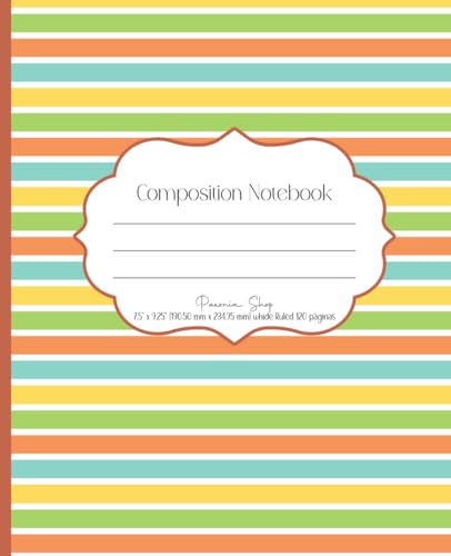 Cuaderno de Composicion|lineas horizontales con rayas anchas en blanco y negro |120 hojas, color verde, amarillo.: notebook composition school | libro ... notas | cuaderno de pauta (Spanish Edition)